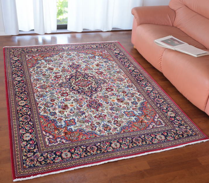 ペルシャ絨毯 リビングサイズ 花模様 クム産｜クラフトワーク